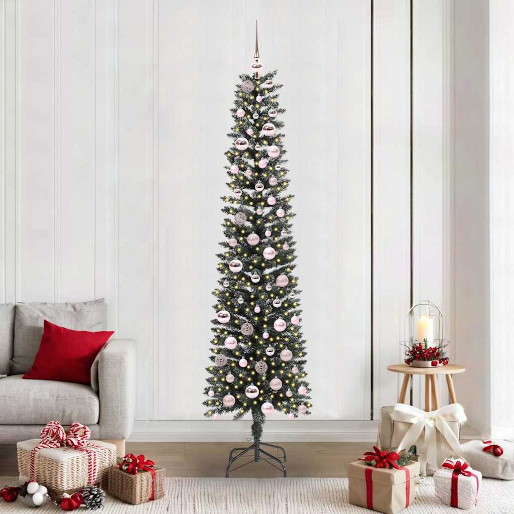 vidaXL Sapin de Noël artificiel avec 300 LED et support Vert 210 cm