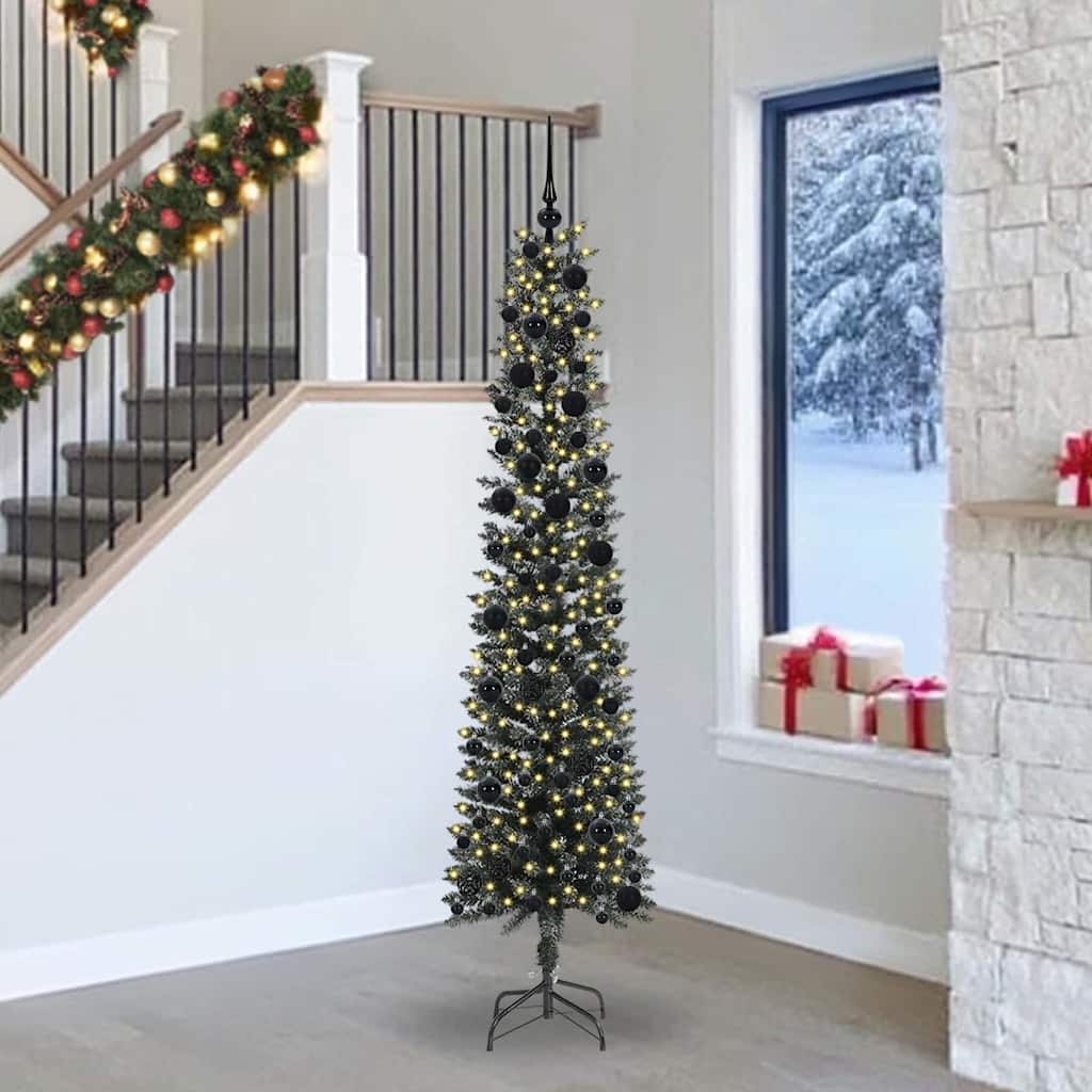 vidaXL Sapin de Noël artificiel avec 300 LED et support Vert 240 cm