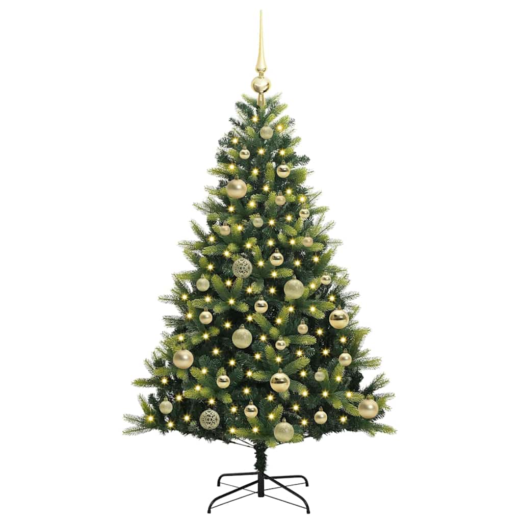 Künstlicher geflammter Weihnachtsbaum 150 LEDs Grün 120 cm