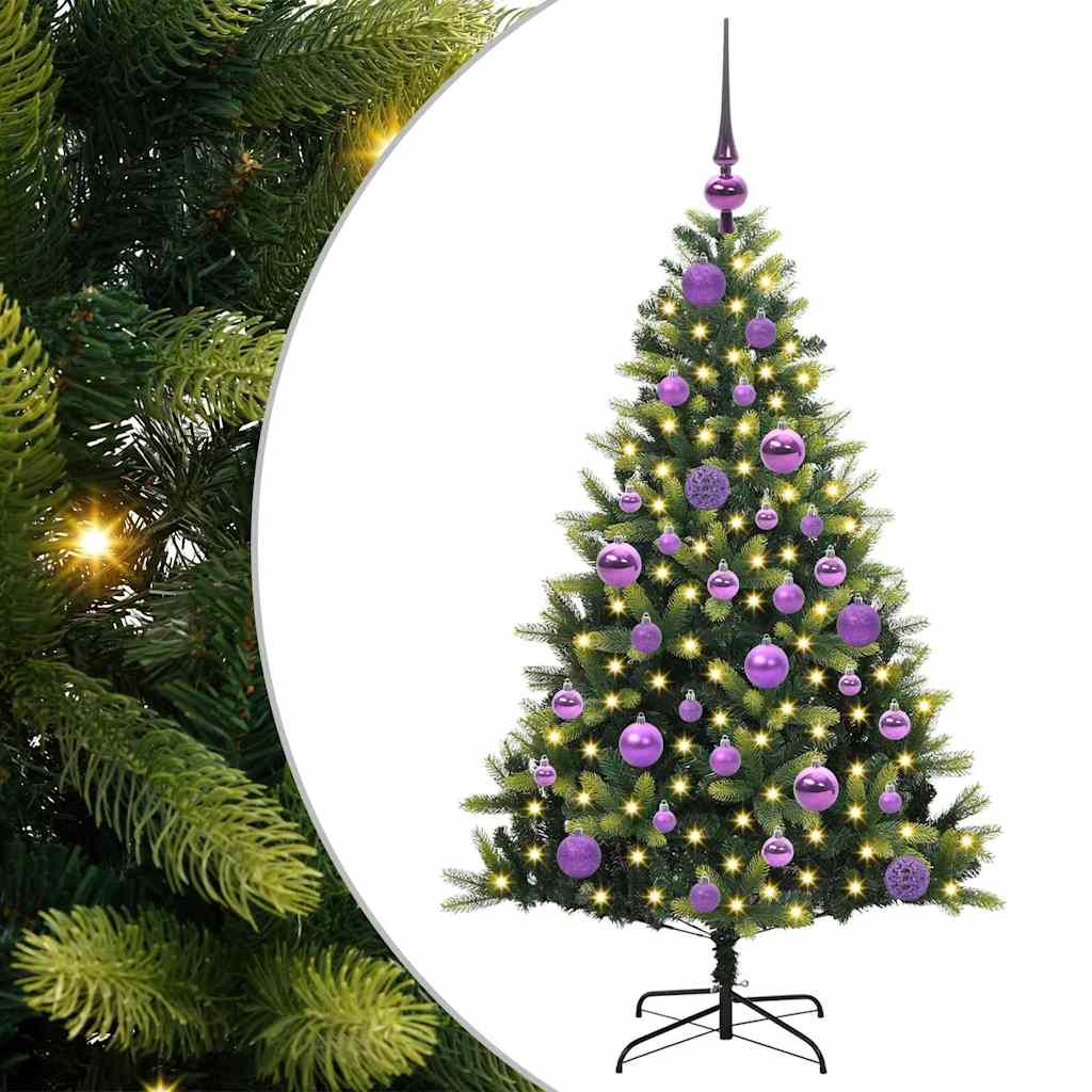 Künstlicher geflammter Weihnachtsbaum 150 LEDs Grün 120 cm