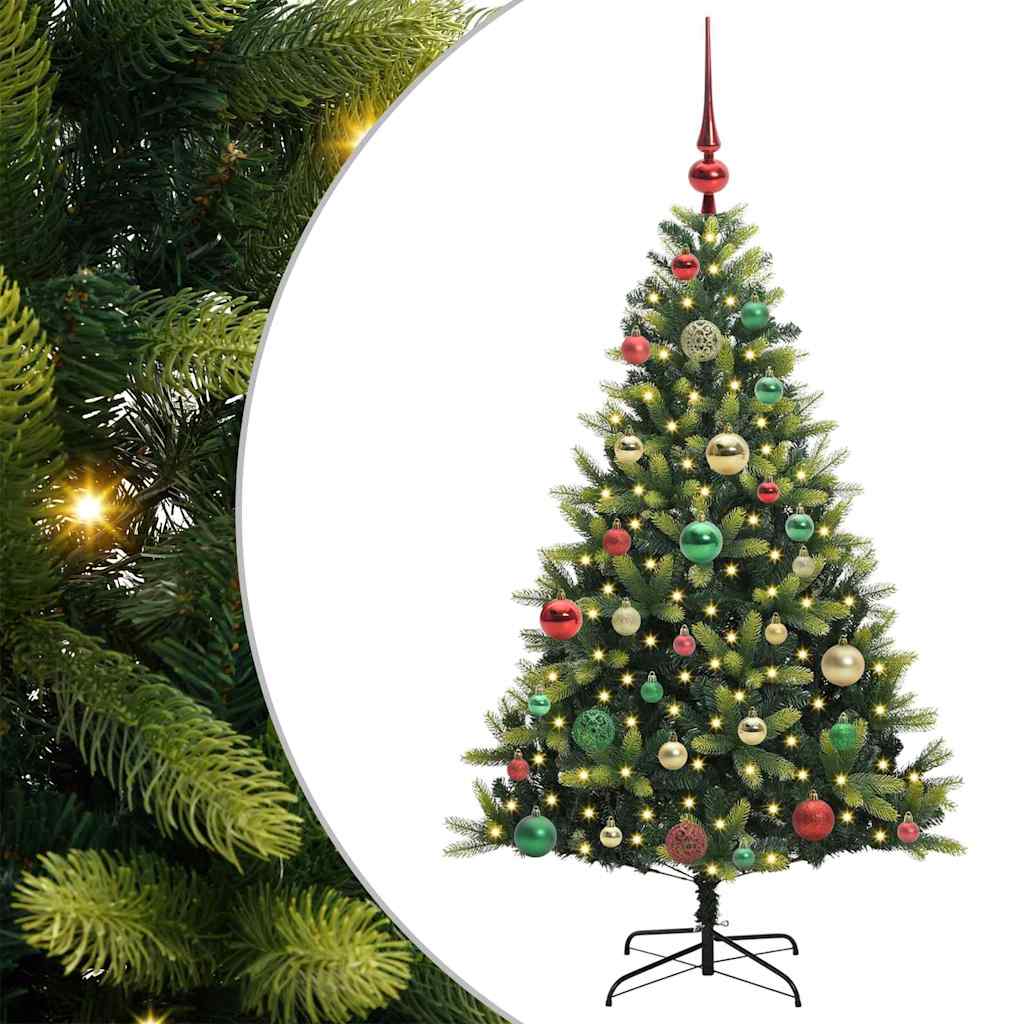 vidaXL Künstlicher geflammter Weihnachtsbaum 150 LEDs Grün 120 cm