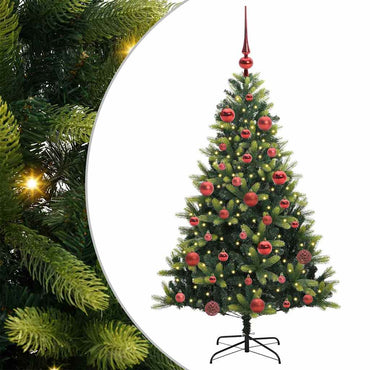 vidaXL Künstlicher geflammter Weihnachtsbaum 150 LEDs Grün 150 cm