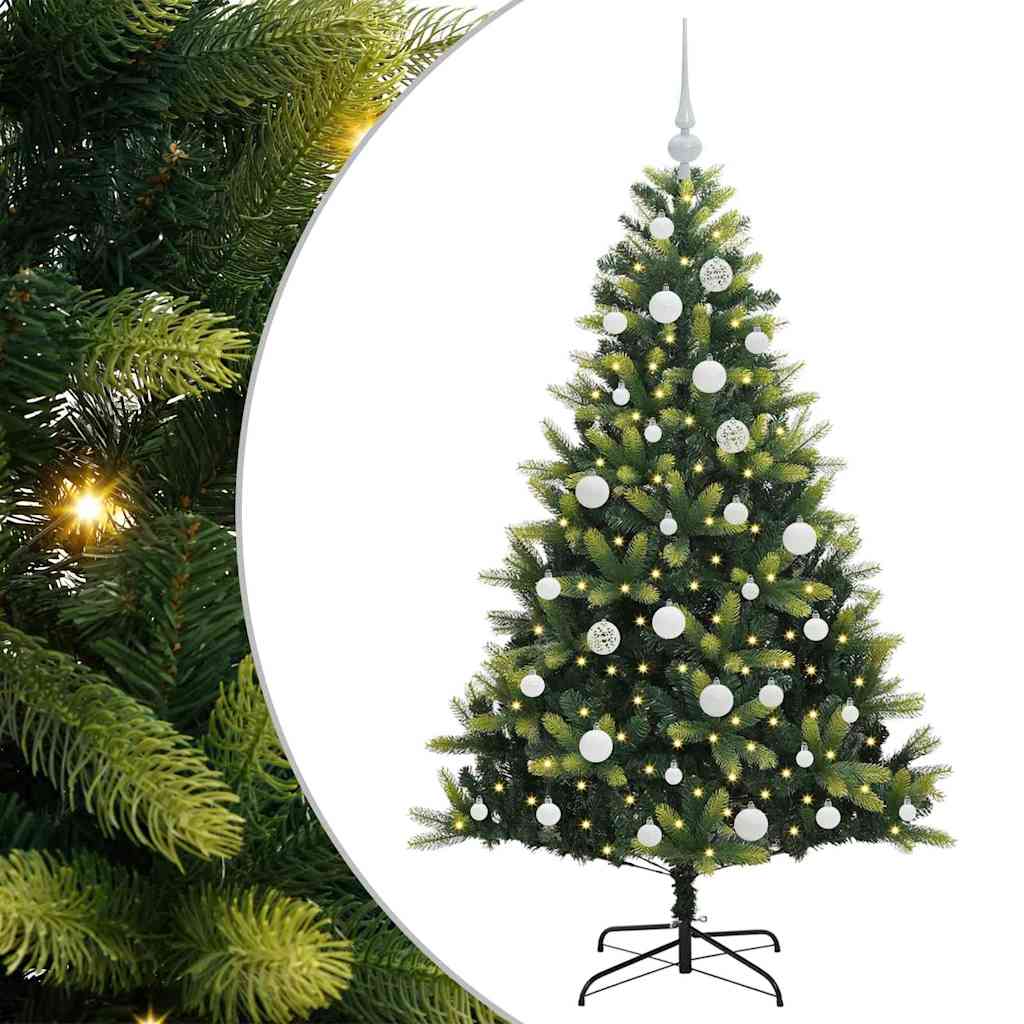 vidaXL Künstlicher geflammter Weihnachtsbaum 150 LEDs Grün 150 cm