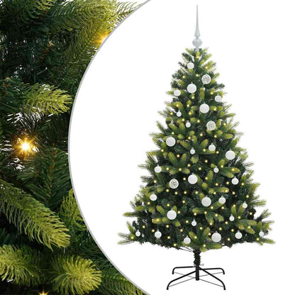vidaXL Künstlicher geflammter Weihnachtsbaum 150 LEDs Grün 150 cm