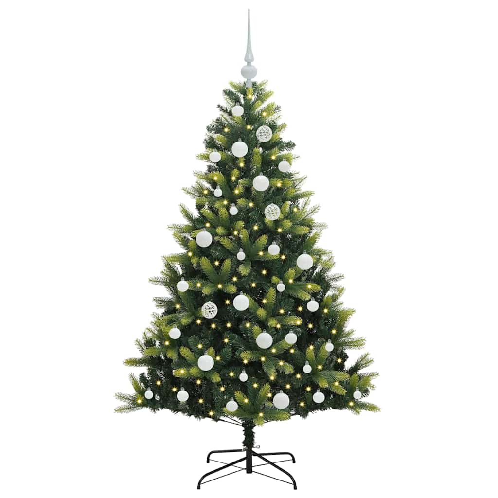 vidaXL Künstlicher geflammter Weihnachtsbaum 150 LEDs Grün 150 cm