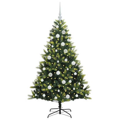 vidaXL Künstlicher geflammter Weihnachtsbaum 150 LEDs Grün 150 cm