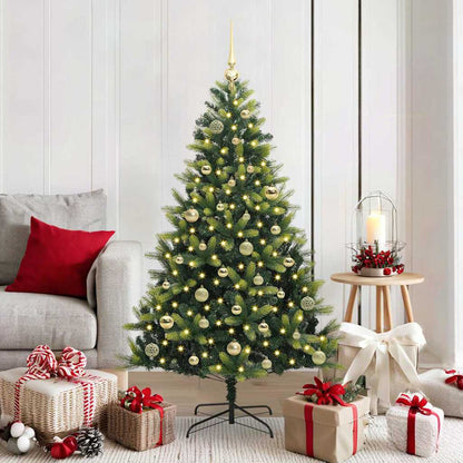 vidaXL Künstlicher geflammter Weihnachtsbaum 150 LEDs Grün 150 cm
