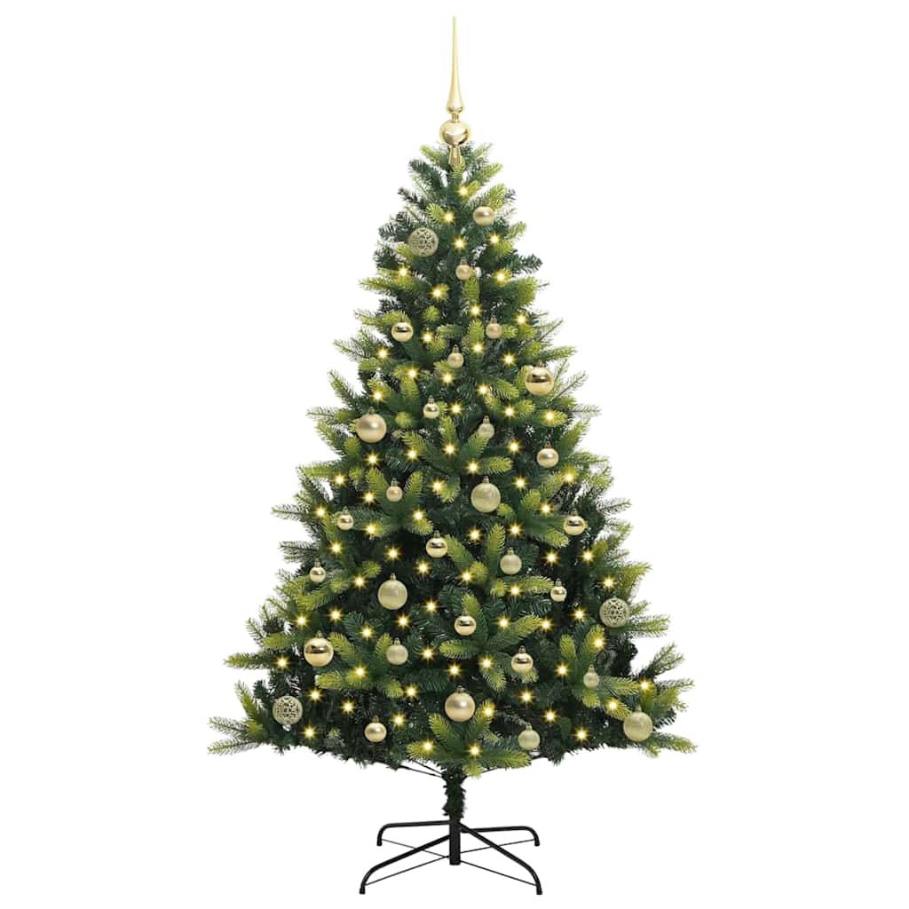 vidaXL Künstlicher geflammter Weihnachtsbaum 150 LEDs Grün 150 cm