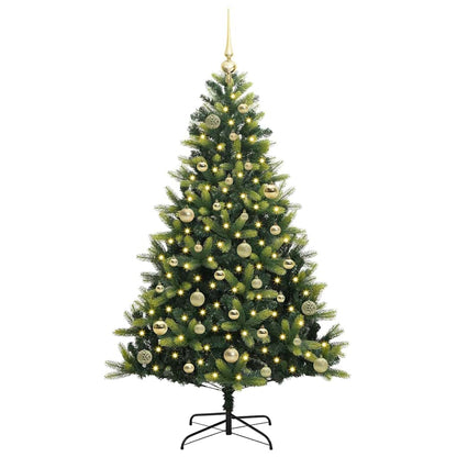 vidaXL Künstlicher geflammter Weihnachtsbaum 150 LEDs Grün 150 cm