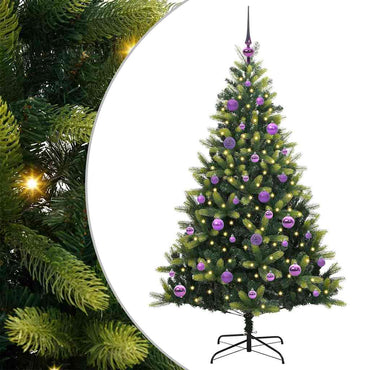 vidaXL Künstlicher geflammter Weihnachtsbaum 150 LEDs Grün 150 cm