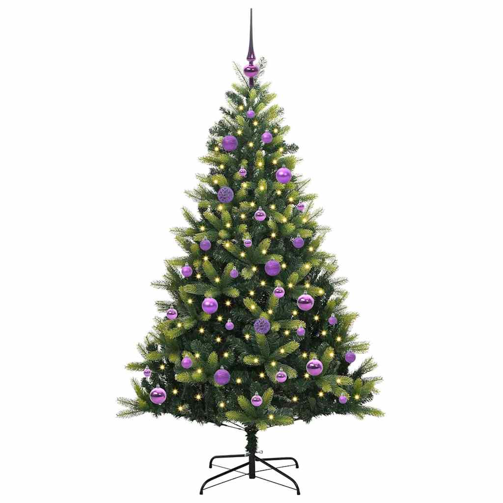 vidaXL Künstlicher geflammter Weihnachtsbaum 150 LEDs Grün 150 cm