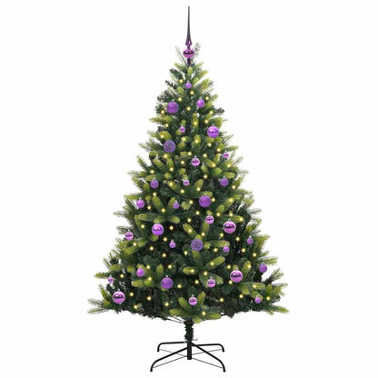 vidaXL Künstlicher geflammter Weihnachtsbaum 150 LEDs Grün 150 cm
