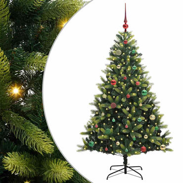 vidaXL Künstlicher geflammter Weihnachtsbaum 150 LEDs Grün 150 cm
