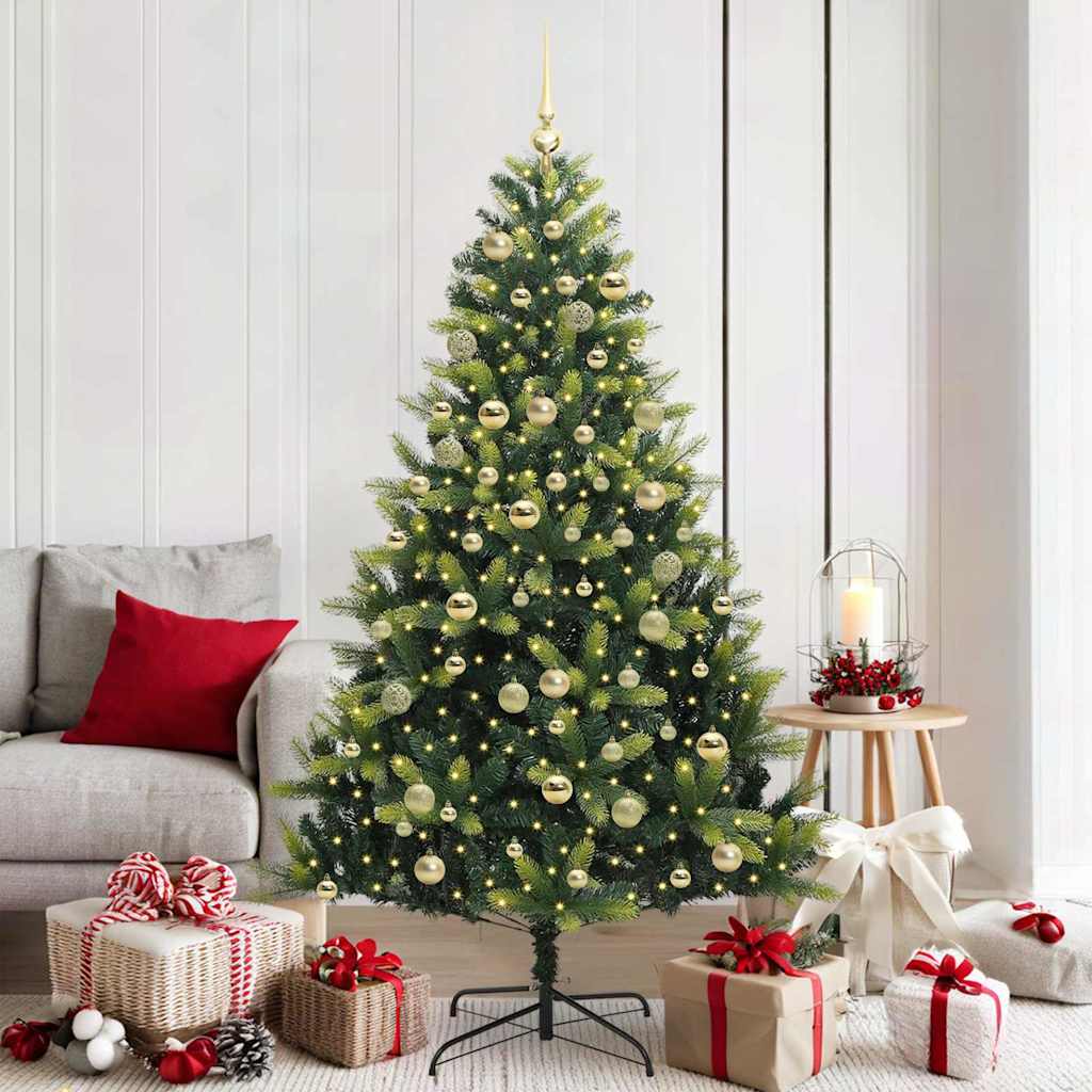 vidaXL Künstlicher Klapp-Weihnachtsbaum mit 300 LEDs Grün 180 cm