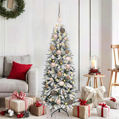 vidaXL Künstlicher Weihnachtsbaum mit 150 LEDs mit Ständer Weiß 120 cm