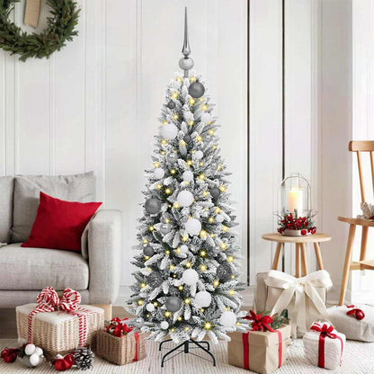vidaXL Künstlicher Weihnachtsbaum mit 150 LEDs mit Ständer Weiß 120 cm