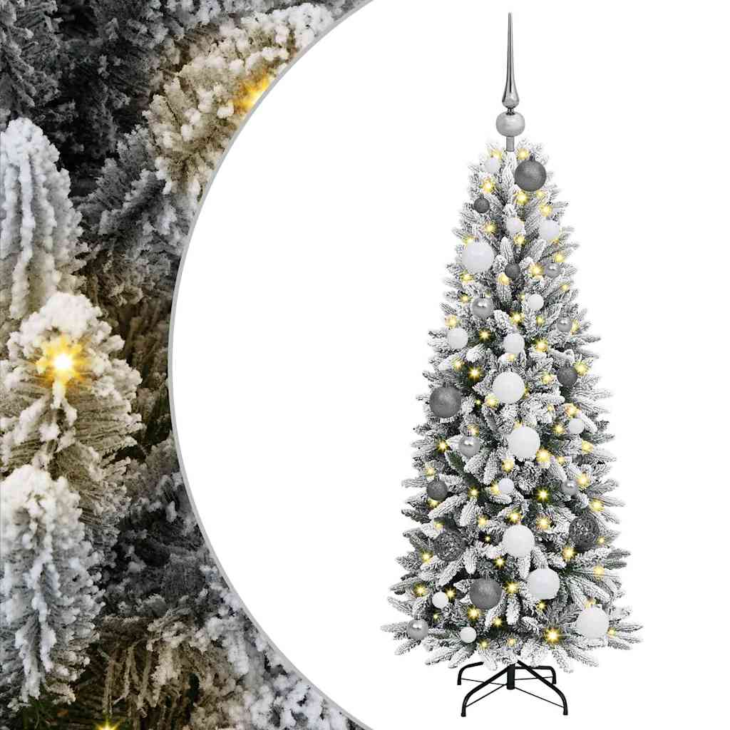 vidaXL Künstlicher Weihnachtsbaum mit 150 LEDs mit Ständer Weiß 120 cm