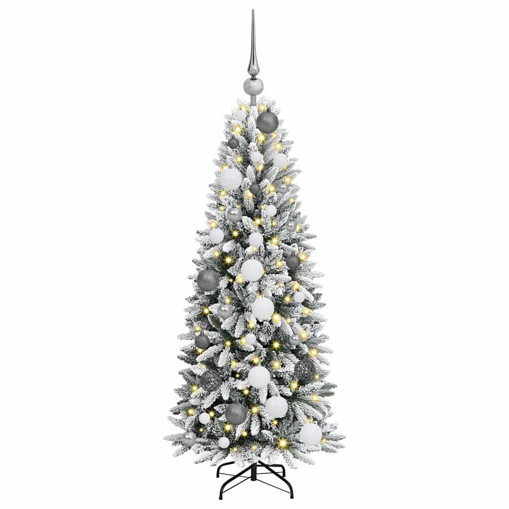 vidaXL Künstlicher Weihnachtsbaum mit 150 LEDs mit Ständer Weiß 120 cm