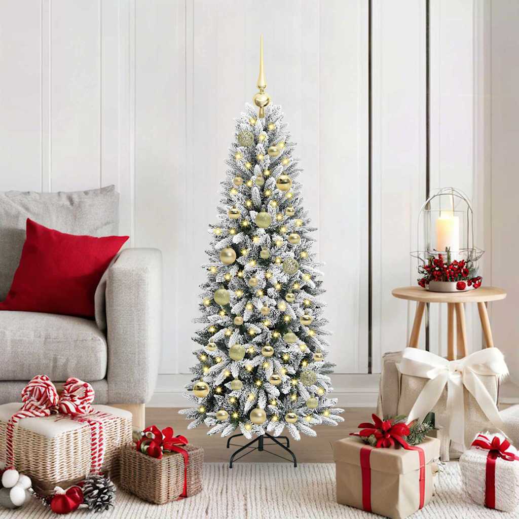 vidaXL Künstlicher Weihnachtsbaum mit 150 LEDs mit Ständer Weiß 120 cm