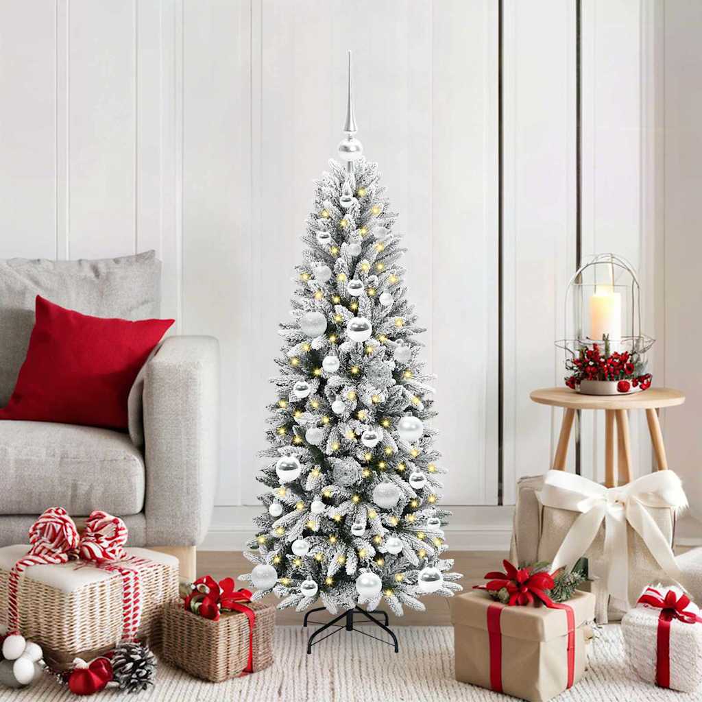 vidaXL Künstlicher Weihnachtsbaum mit 150 LEDs mit Ständer Weiß 120 cm