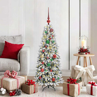 vidaXL Künstlicher Weihnachtsbaum mit 150 LEDs mit Ständer Weiß 120 cm