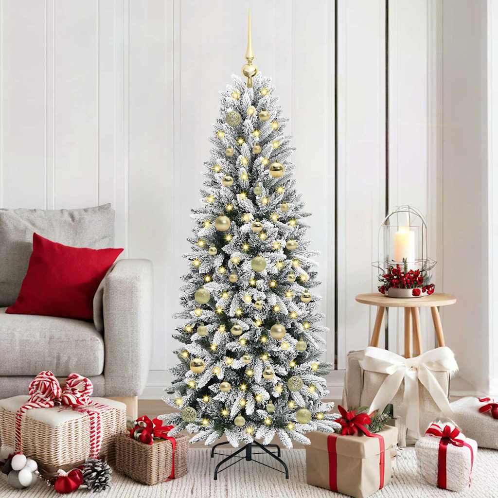 vidaXL Künstlicher Weihnachtsbaum mit 150 LEDs mit Ständer Weiß 150 cm