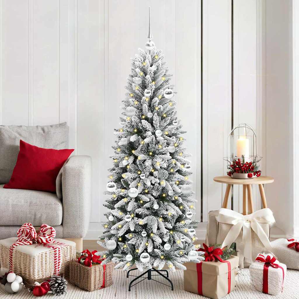 vidaXL Künstlicher Weihnachtsbaum mit 150 LEDs mit Ständer Weiß 150 cm