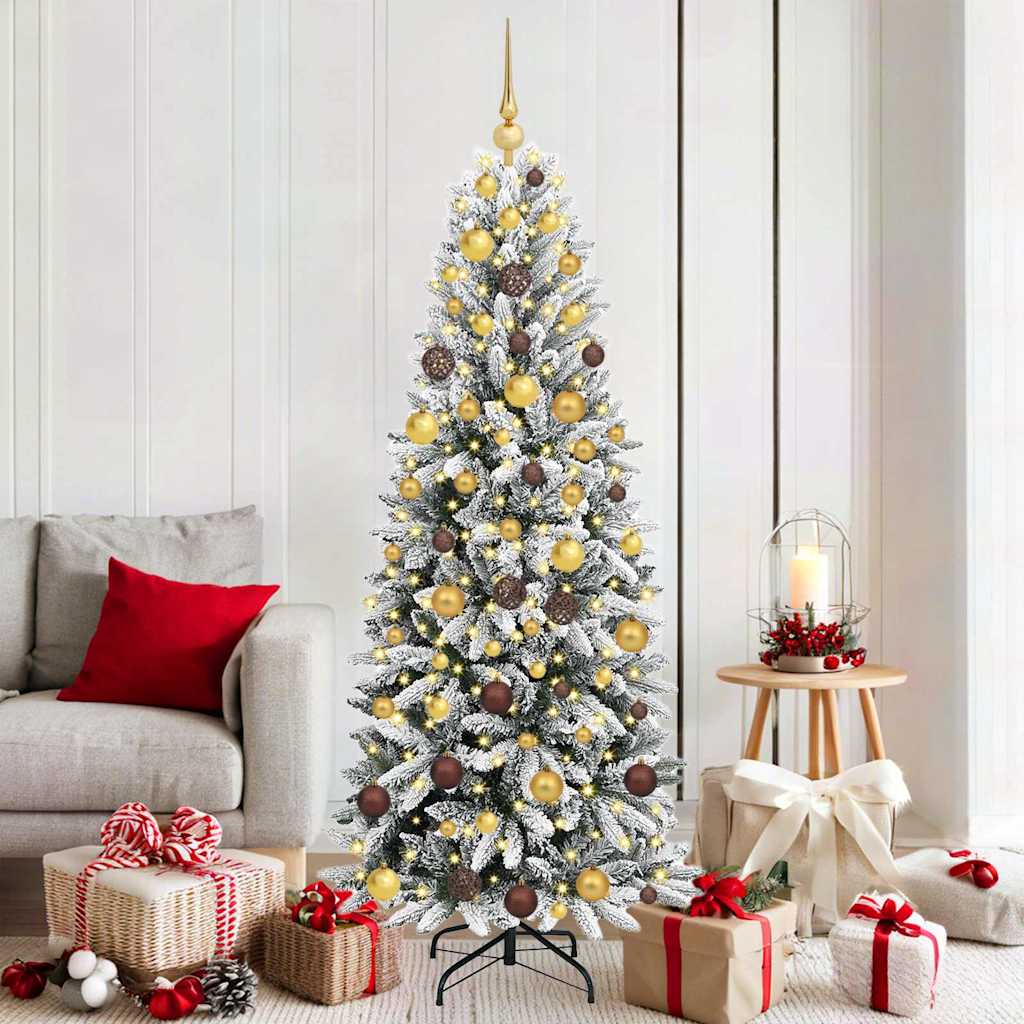 vidaXL Sapin de Noël artificiel avec 300 LED et support Blanc 180 cm