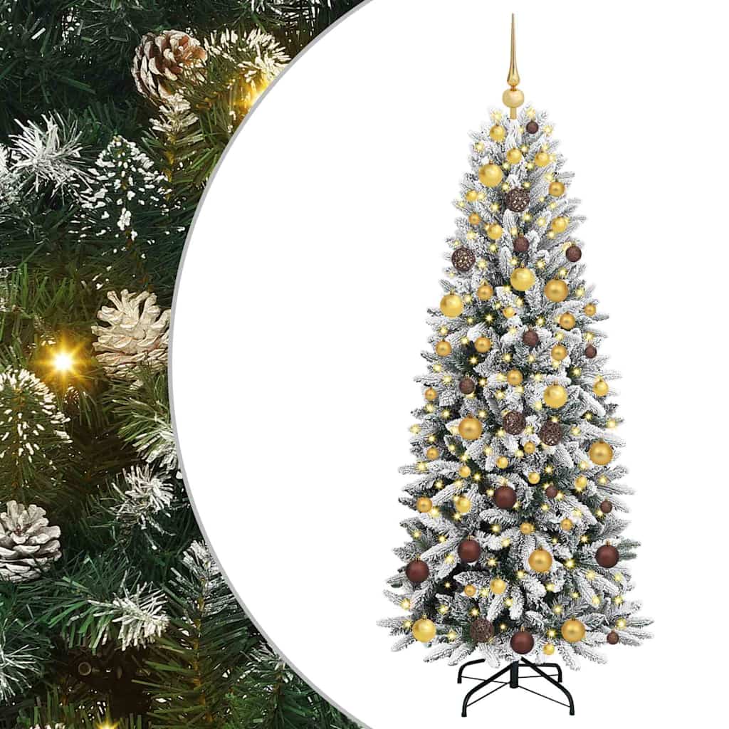 vidaXL Sapin de Noël artificiel avec 300 LED et support Blanc 180 cm