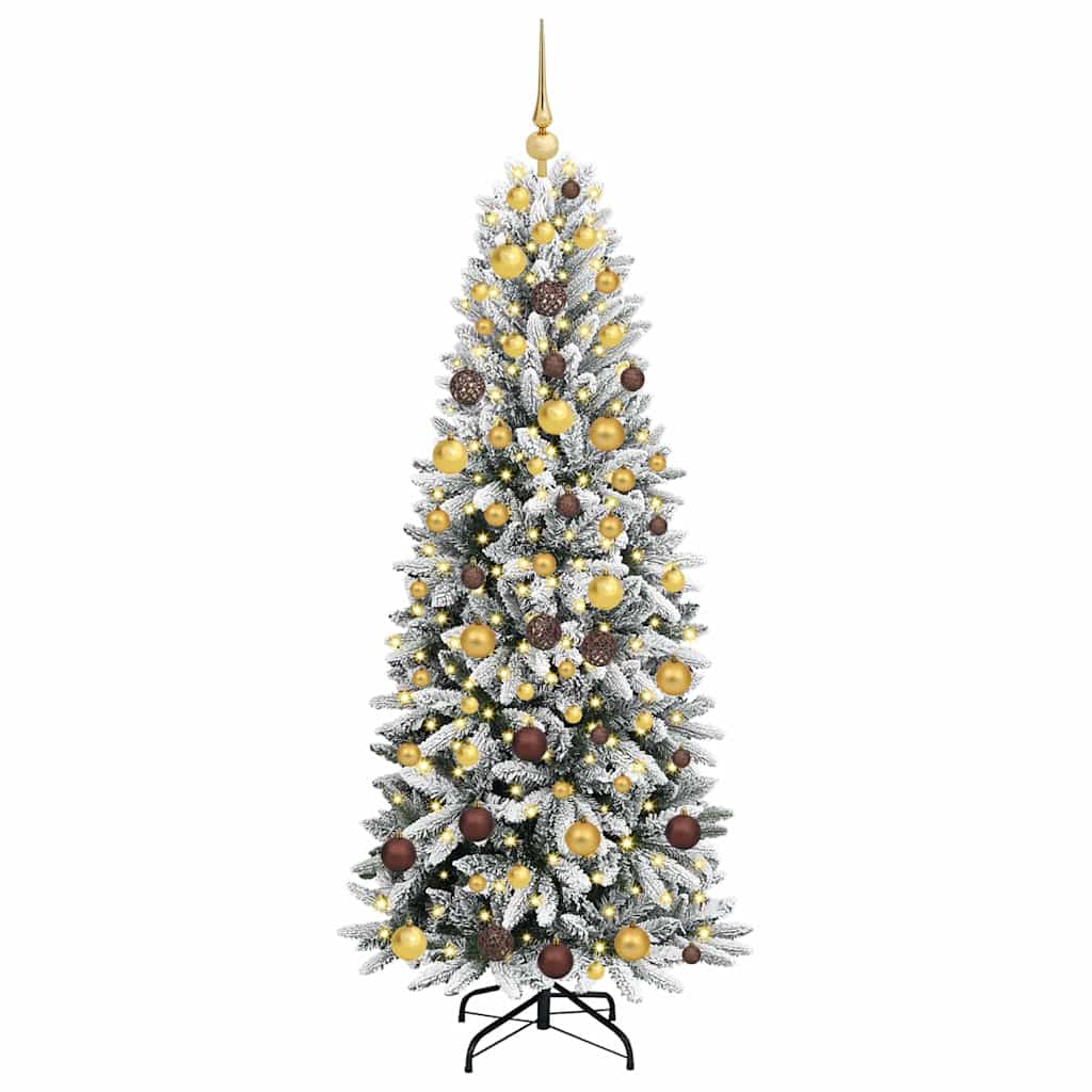vidaXL Sapin de Noël artificiel avec 300 LED et support Blanc 180 cm