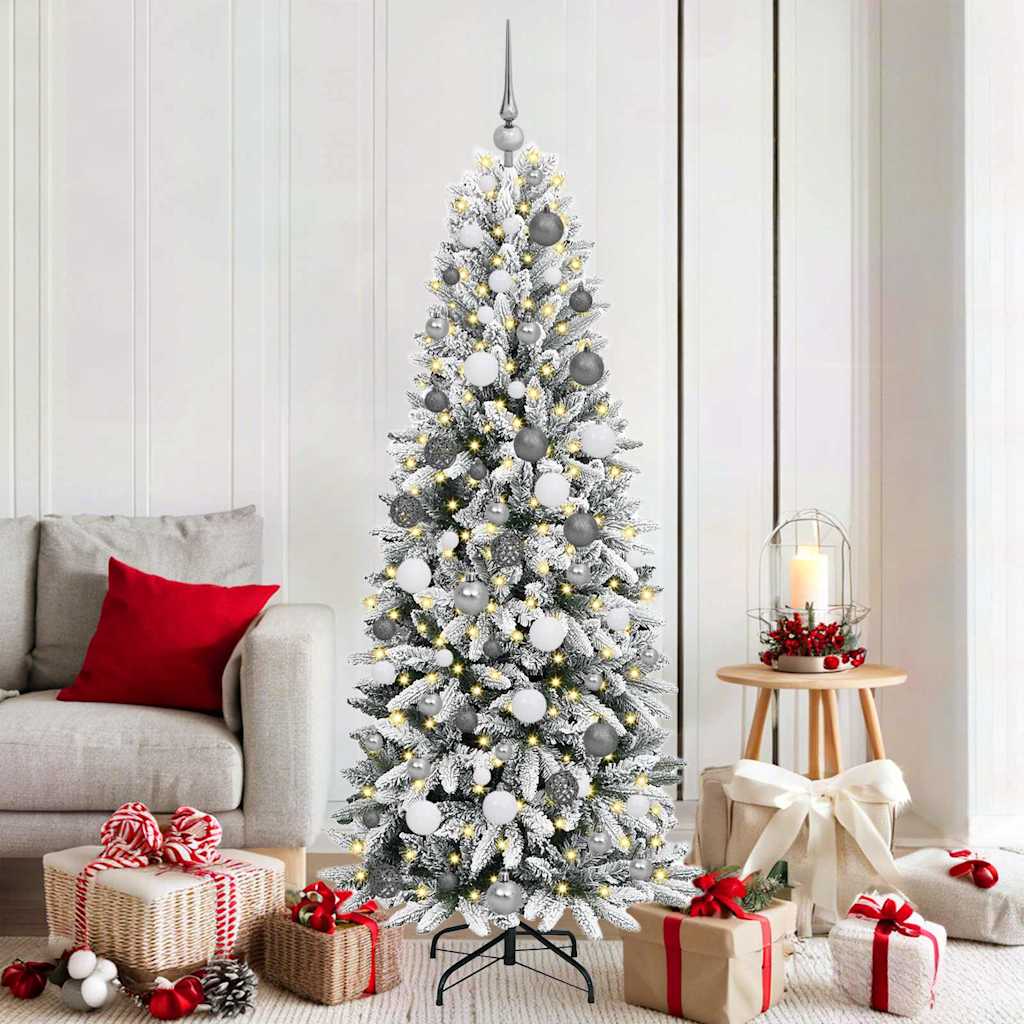 vidaXL Künstlicher Weihnachtsbaum mit 300 LEDs mit Ständer Weiß 180 cm