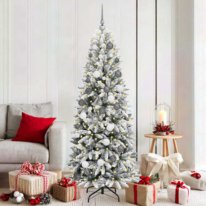 vidaXL Künstlicher Weihnachtsbaum mit 300 LEDs mit Ständer Weiß 180 cm