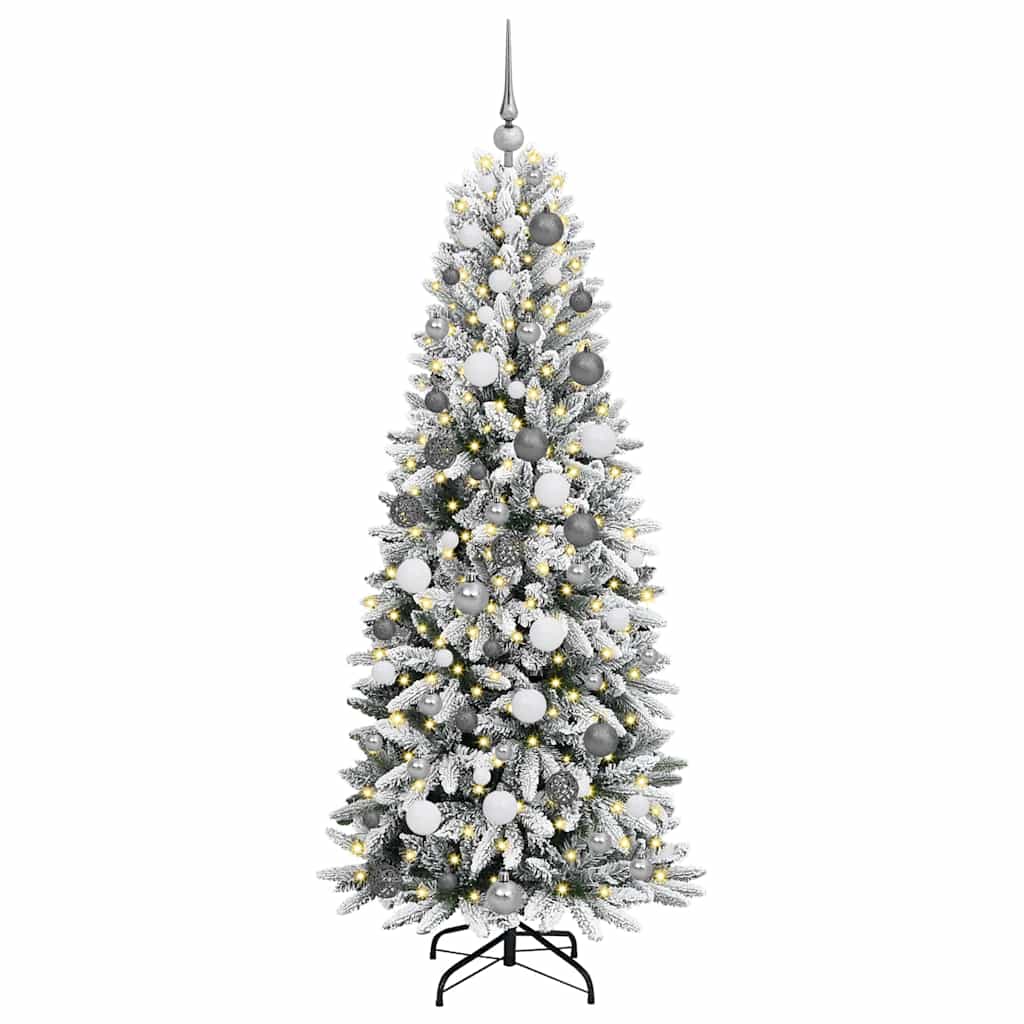 vidaXL Künstlicher Weihnachtsbaum mit 300 LEDs mit Ständer Weiß 180 cm