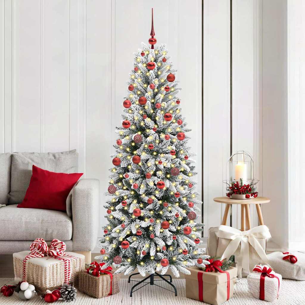vidaXL Sapin de Noël artificiel avec 300 LED et support Blanc 180 cm