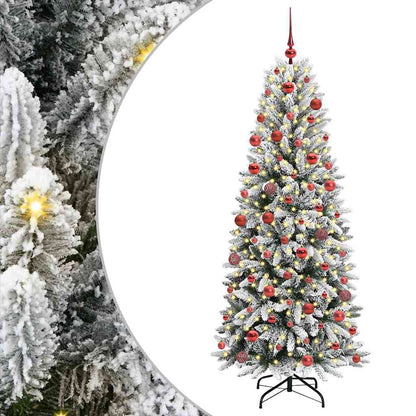 vidaXL Sapin de Noël artificiel avec 300 LED et support Blanc 180 cm