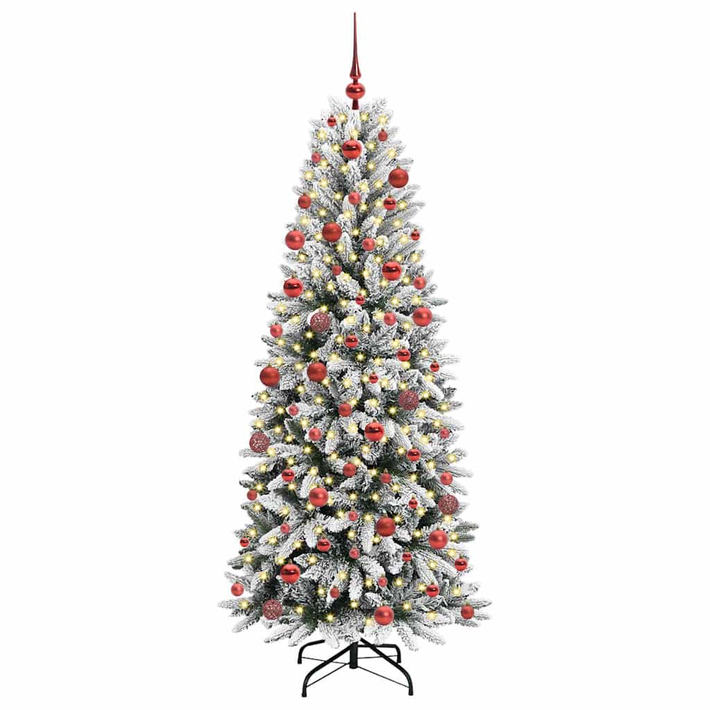 vidaXL Sapin de Noël artificiel avec 300 LED et support Blanc 180 cm