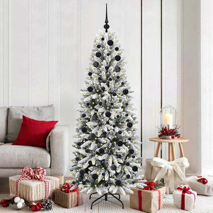 vidaXL Sapin de Noël artificiel avec 300 LED et support Blanc 180 cm