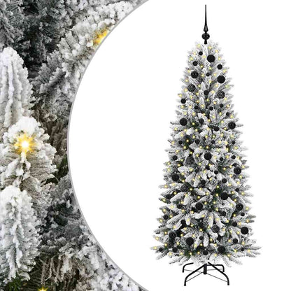 vidaXL Sapin de Noël artificiel avec 300 LED et support Blanc 180 cm