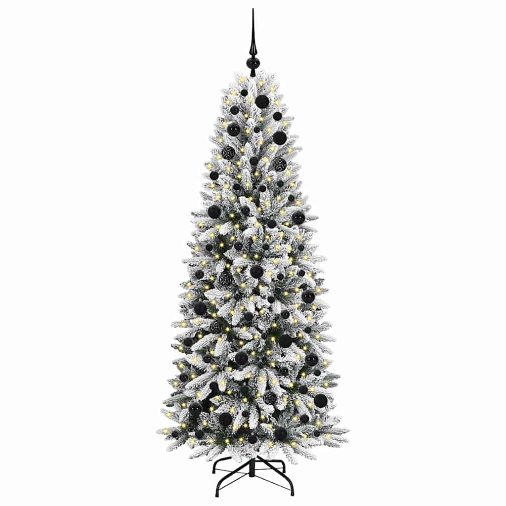 vidaXL Sapin de Noël artificiel avec 300 LED et support Blanc 180 cm