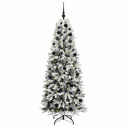 vidaXL Sapin de Noël artificiel avec 300 LED et support Blanc 180 cm