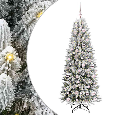 vidaXL Sapin de Noël artificiel avec 300 LED et support Blanc 180 cm