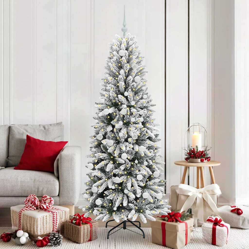vidaXL Sapin de Noël artificiel avec 300 LED et support Blanc 180 cm