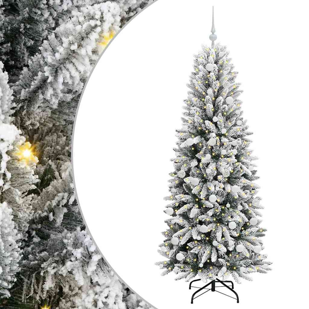 vidaXL Sapin de Noël artificiel avec 300 LED et support Blanc 180 cm