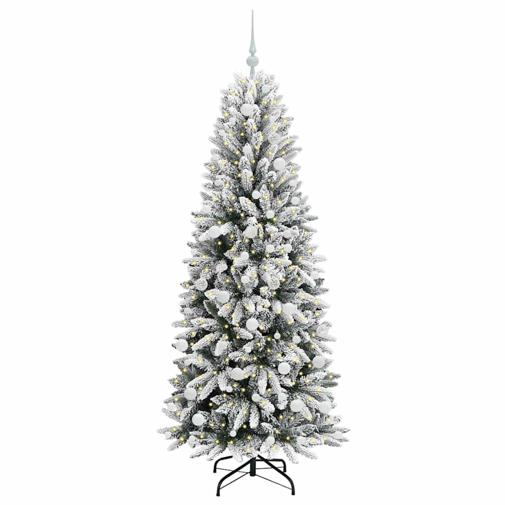 vidaXL Sapin de Noël artificiel avec 300 LED et support Blanc 180 cm