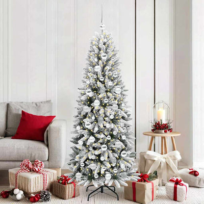 vidaXL Sapin de Noël artificiel avec 300 LED et support Blanc 180 cm