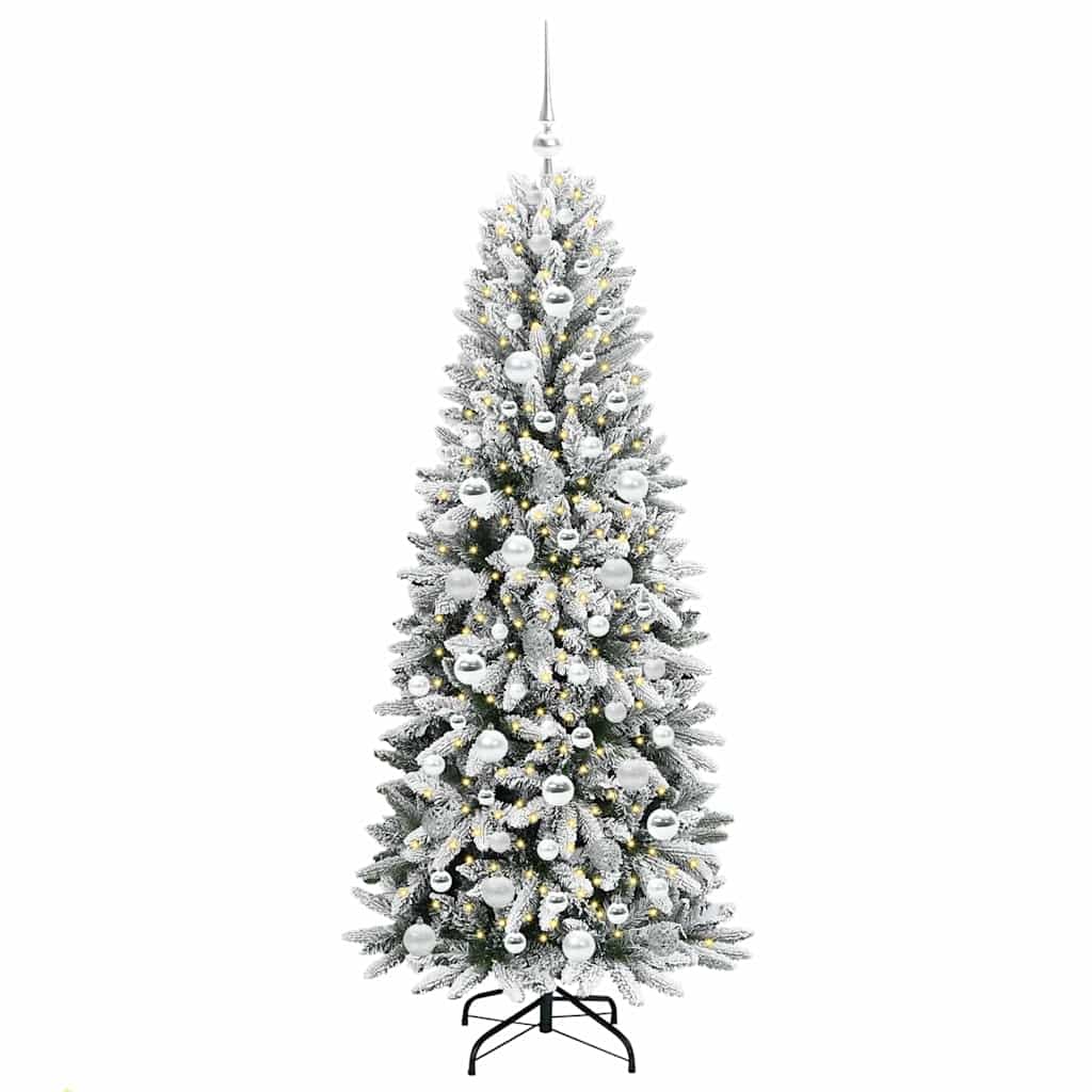 vidaXL Sapin de Noël artificiel avec 300 LED et support Blanc 180 cm