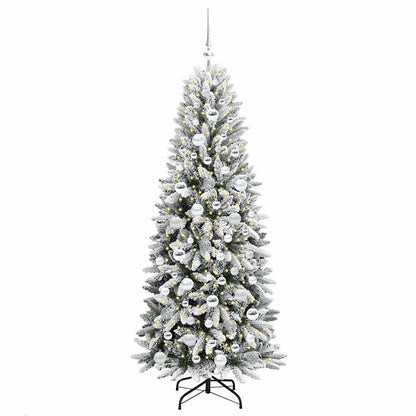 vidaXL Sapin de Noël artificiel avec 300 LED et support Blanc 180 cm