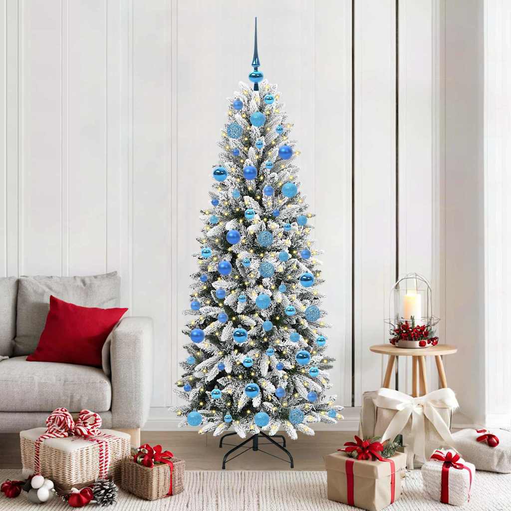 vidaXL Sapin de Noël artificiel avec 300 LED et support Blanc 180 cm