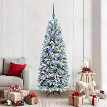 vidaXL Sapin de Noël artificiel avec 300 LED et support Blanc 180 cm