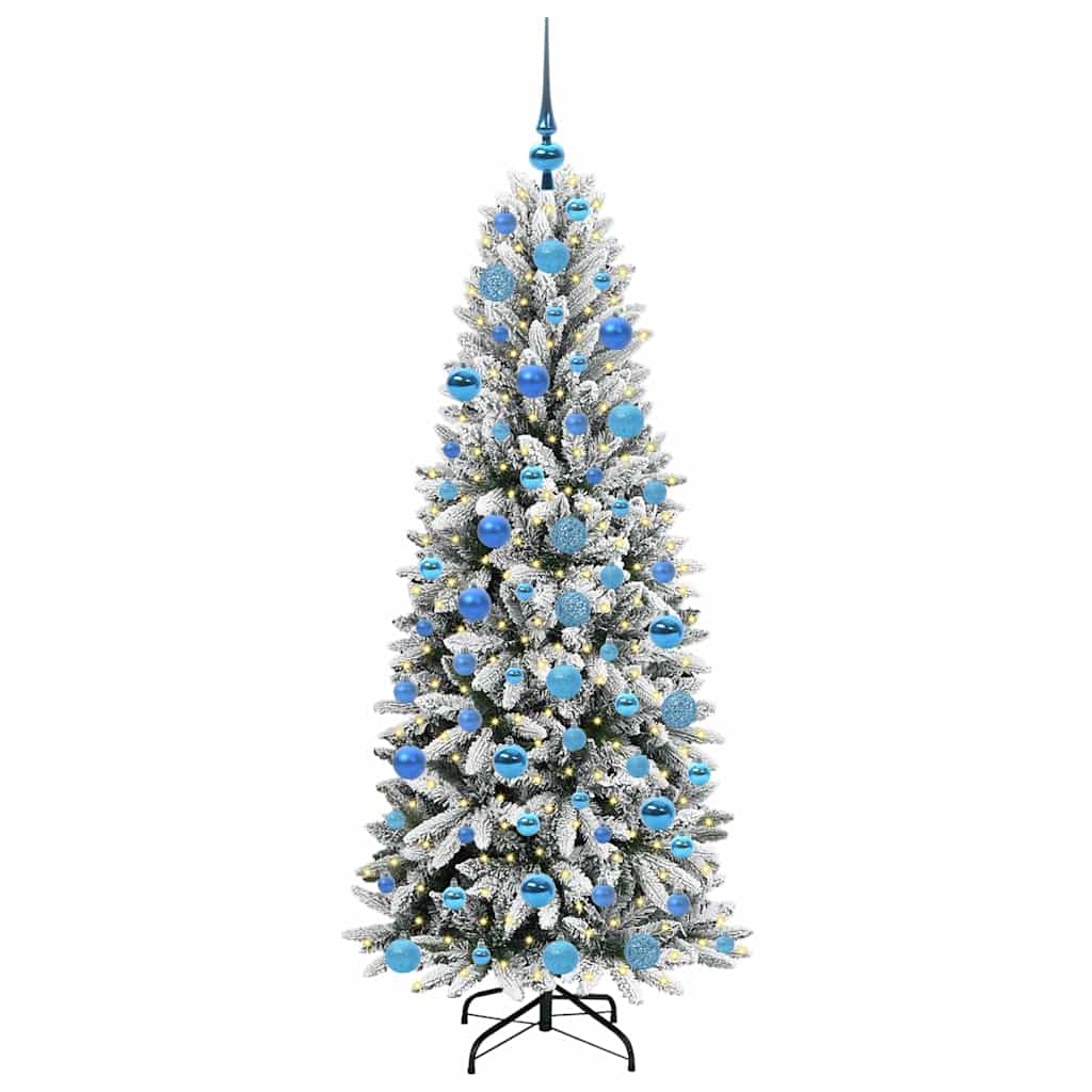 vidaXL Sapin de Noël artificiel avec 300 LED et support Blanc 180 cm